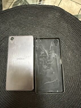 Sony Xperia Smartphone in Silver with Black Case